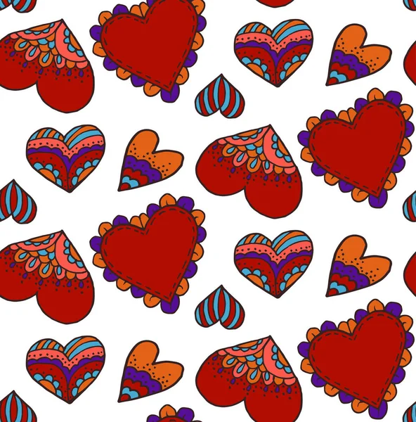 Lindo Patrón Sin Costuras Doodle Corazón Amor Corazón Día San — Archivo Imágenes Vectoriales