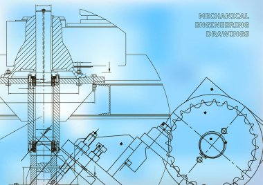 Mühendislik arka planlar. Makine mühendisliği çizimleri. Kapak. Teknik tasarım. Planları. Açık mavi