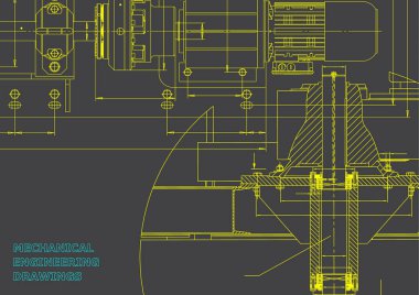 Mühendislik arka planlar. Makine mühendisliği çizimleri. Teknik tasarım. Planları. Gri