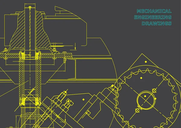 Ingénierie Dessins Génie Mécanique Couverture Conception Technique Des Plans Gris — Image vectorielle