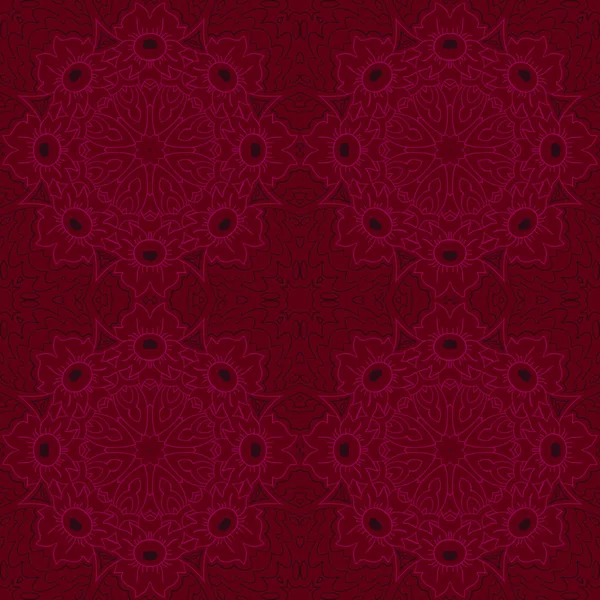 Mandala Ornement Rouge Sans Couture Zentangl Détendez Vous Méditation — Image vectorielle