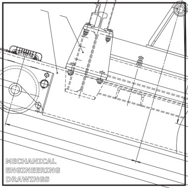Makine mühendisliği çizimleri. Mühendislik Çizim. Vektör beyaz arka plan