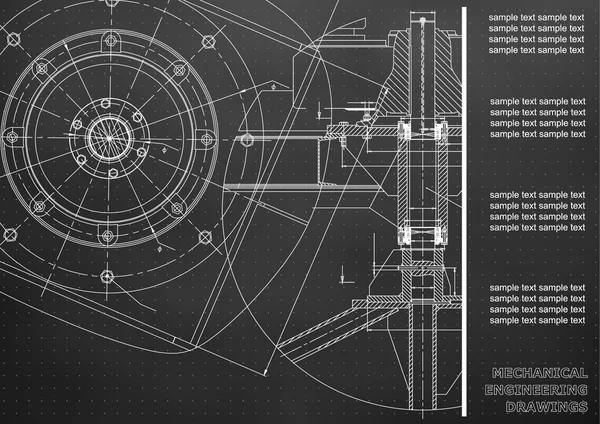 Maschinenbauzeichnungen Vektor Engineering Zeichnung Schwarz Punkte — Stockvektor