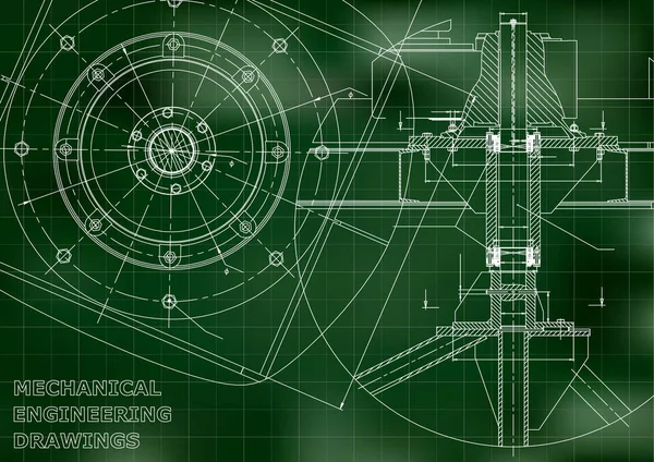 Desenhos Engenharia Mecânica Vector Verde Rede —  Vetores de Stock