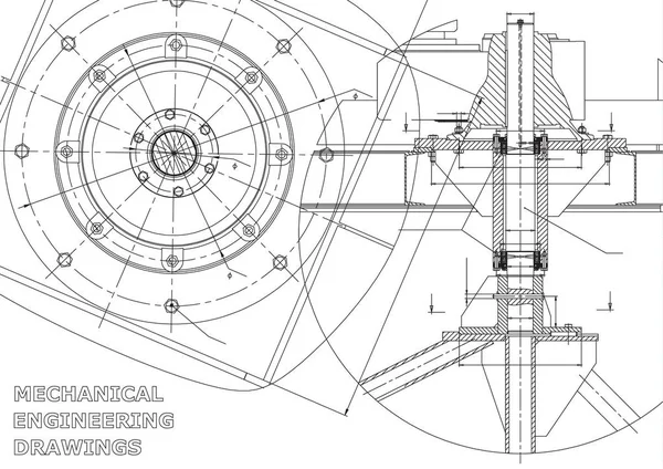 Mechanical Engineering Drawings Vector White — Stock Vector