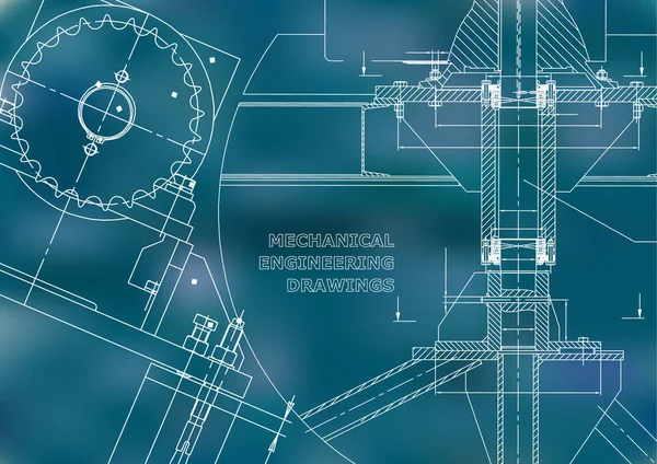 Planos Construcción Mecánica Diseño Técnico Ilustraciones Técnicas Banner Azul — Archivo Imágenes Vectoriales