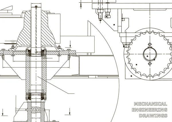 Planos Dibujos Ingeniería Mecánica Cubierta Banner Diseño Técnico Blanco — Vector de stock