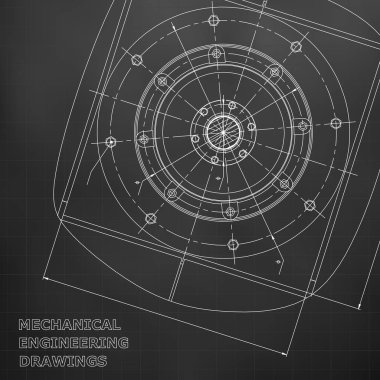 Makine mühendisliği çizimleri. Mühendislik Çizim. Vektör. Siyah. Kılavuz