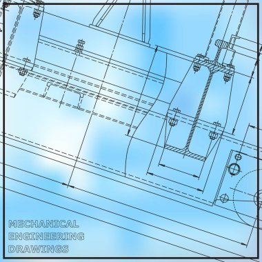 Makine mühendisliği çizimleri. Mühendislik. Vektör beyaz ve mavi arka plan