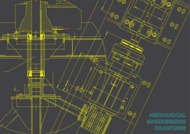 Makine mühendisliği çizimleri. Teknik tasarım. Planları. Gri