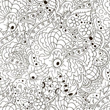 Sorunsuz doodle desen. Çiçek doodle dalgalı desenleri. Tekstil, yaratıcılık için şirin arka plan