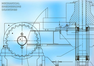 Planları. Mühendislik arka planlar. Makine mühendisliği çizimleri. Kapak. Teknik tasarım. Mavi