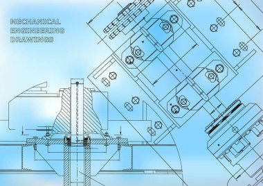 Planları. Mekanik inşaat. Teknik tasarım. Kapak mühendislik. Afiş. Mavi