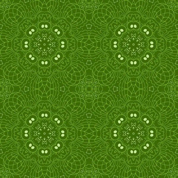 Mandala Zentangl Varrat Nélküli Dísz Pihenjen Meditáció Zöld — Stock Vector