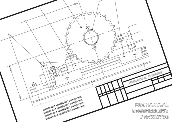 Desenhos Mecânicos Sobre Fundo Branco Ilustração Engenharia Quadro —  Vetores de Stock