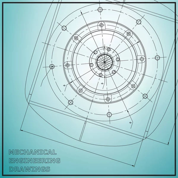 Dibujos Ingeniería Mecánica Ilustración Ingeniería Vector Azul Claro — Vector de stock