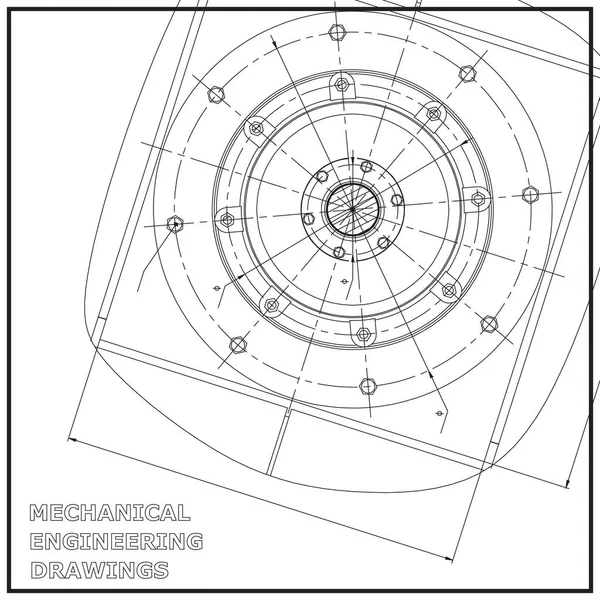 Maschinenbauzeichnungen Technische Illustration Vektor Weiß — Stockvektor