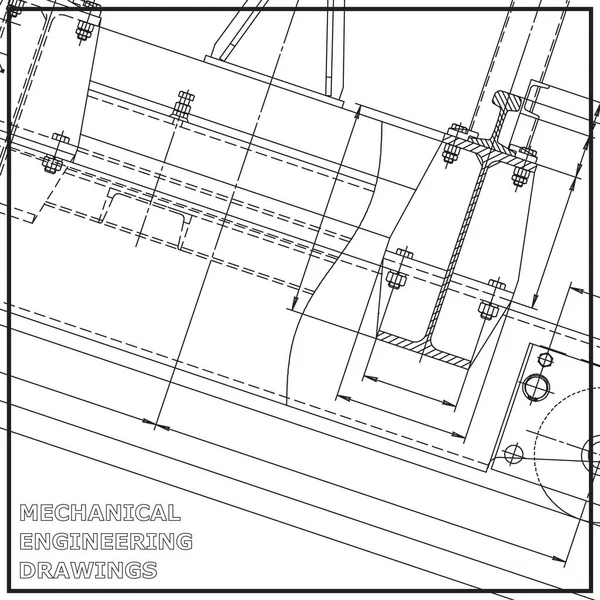 Mechanical Engineering Drawings Engineering Vector White Background — Stock Vector