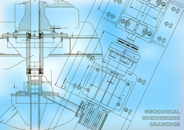 Mechanical Engineering Drawings Technical Design Blueprints Blue — Stock Vector