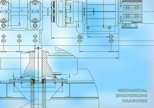 Dessins Génie Mécanique Conception Technique Ingénierie Des Plans Bleu — Image vectorielle