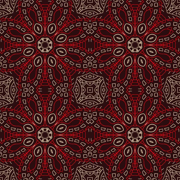 Ornement Sans Couture Fond Rouge Brun Des Motifs Ethniques Zentagl — Image vectorielle