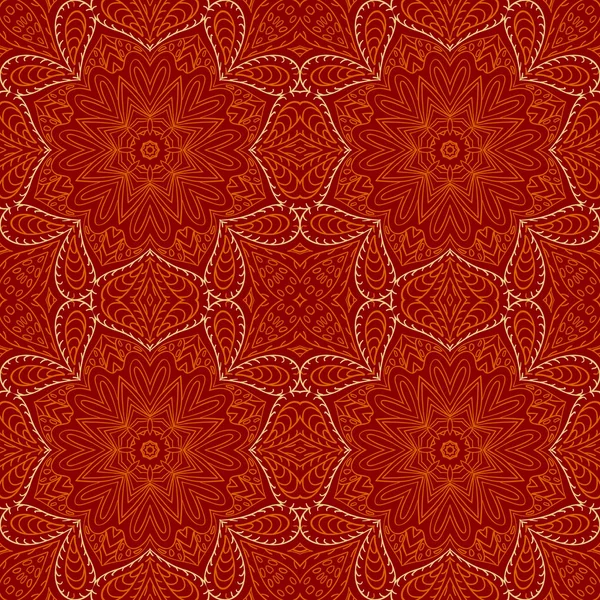 シームレスなパターンは オレンジ色の飾りを落書き 民族的動機 Zentangl — ストックベクタ