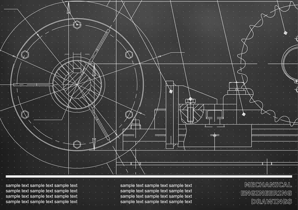 Vektorzeichnung Mechanische Zeichnungen Technischer Hintergrund Schwarz Punkte — Stockvektor