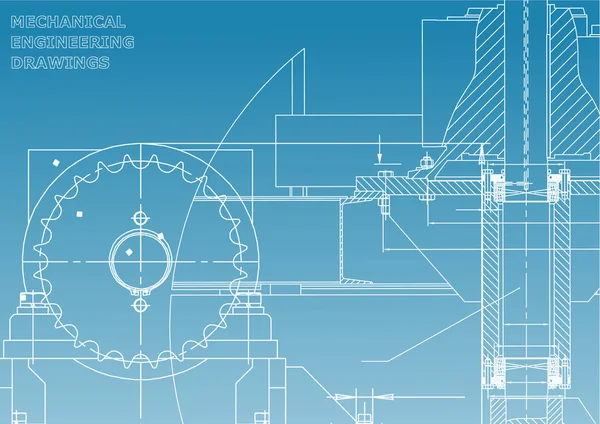 Planları. Mühendislik arka planlar. Makine mühendisliği çizimleri. Kapak. Teknik tasarım. Beyaz ve mavi