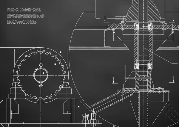 Des Plans Construction Mécanique Illustrations Techniques Conception Technique Bannière Noir — Image vectorielle
