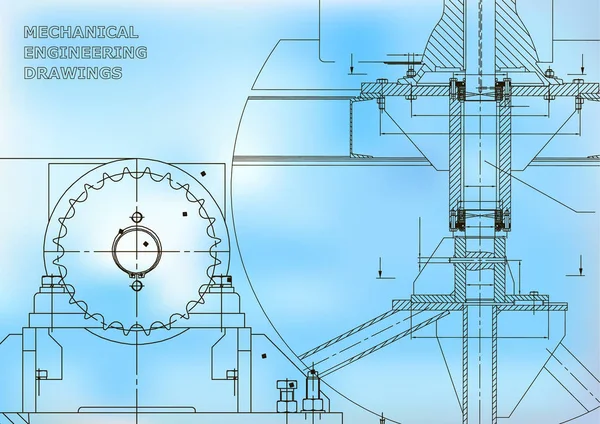 Чертежи Механическое Строительство Технические Иллюстрации Технический Дизайн Баннер Синий — стоковый вектор