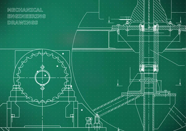 Blaupausen Mechanische Konstruktion Technische Illustrationen Technisches Design Banner Hellgrün Punkte — Stockvektor