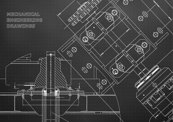 Чертежи Механическое Строительство Технический Дизайн Инженерное Прикрытие Баннер Чёрный Баллы — стоковый вектор