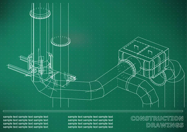 Des Dessins Construction Construction Métallique Tuyaux Tuyauterie Couverture Fond Texte — Image vectorielle