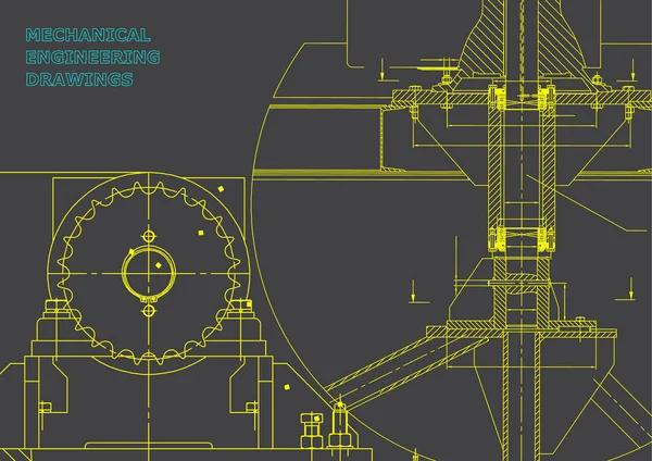 Креслення Механічної Конструкцією Інженерні Ілюстрації Закінчена Розробка Технічного Банер Сірий — стоковий вектор