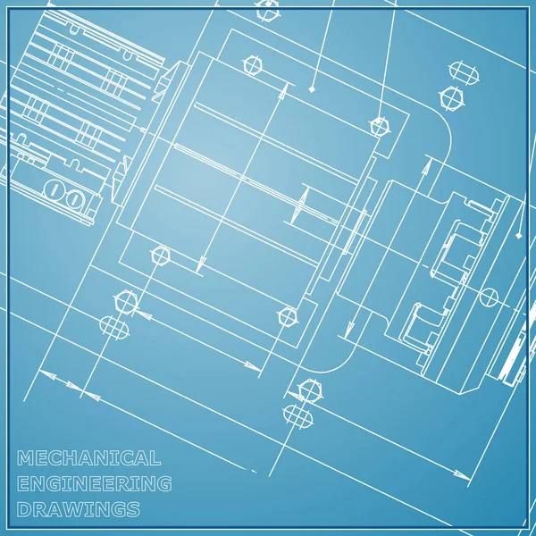 機械工学図面の青色の背景色 エンジニア リング — ストックベクタ
