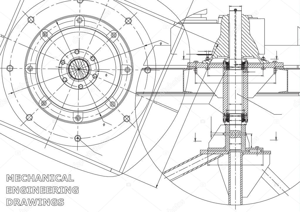 Mechanical engineering drawings. Vector. White
