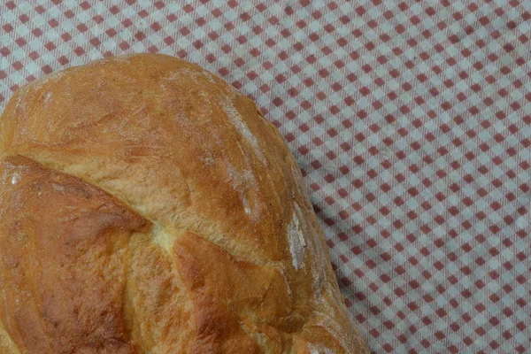 Brot Einen Laib Brot Frisch Gebackenes Brot Essen Küche Tischdecke — Stockfoto