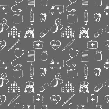 Gray seamless pattern-medical items clipart