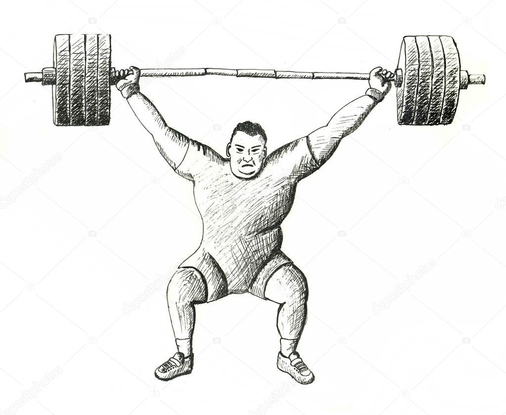 The athlete weightlifter illustration.