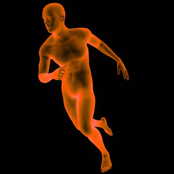 Ludzki Męski Mięsień Anatomia Ciała Running Ilustracja — Zdjęcie stockowe