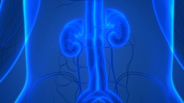 İdrar torbası anatomisi olan insan böbrekleri. Üç Boyut