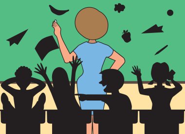 Teacher At Blackboard vector