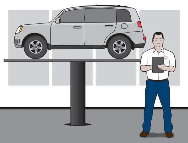 Auto mecânico com SUV —  Vetores de Stock