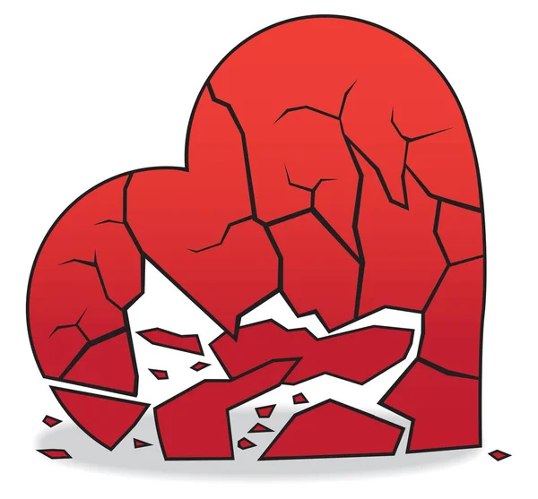 Hart gebroken aan stukken — Stockvector