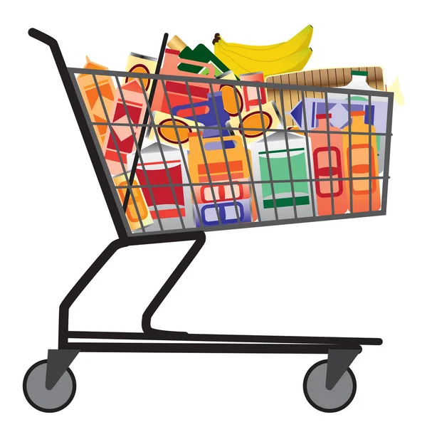 Bevásárlókosár élelmiszerekkel — Stock Vector