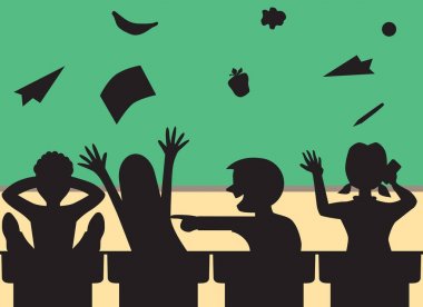Rowdy Students in Classroom vector