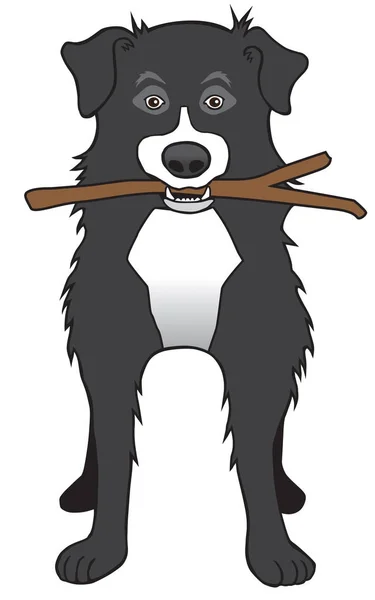 Cartoon hond met stok — Stockvector