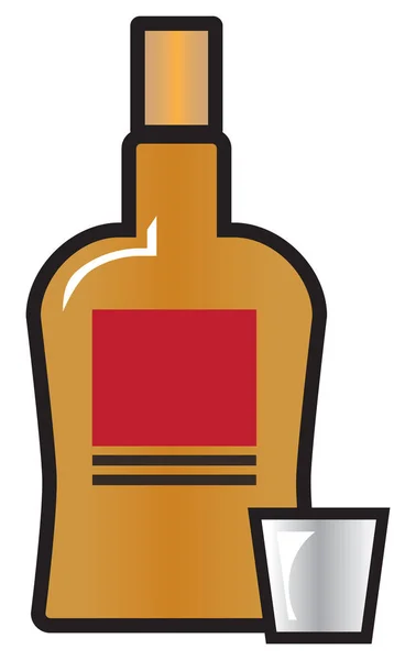 Üveg whiskey-t és a pohárban — Stock Vector