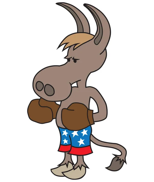 Burro de dibujos animados de boxeo — Vector de stock