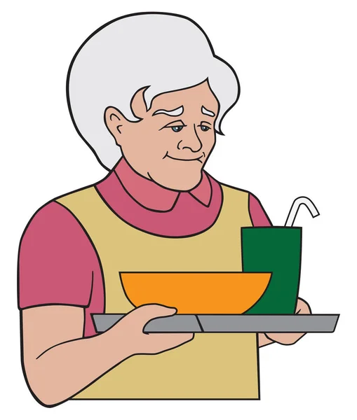 Babička, jídlo servírovat — Stockový vektor